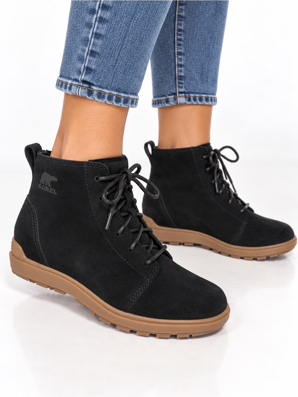 Sorel black suede Evie II waterproof wedge ankle boots women’s 7.5